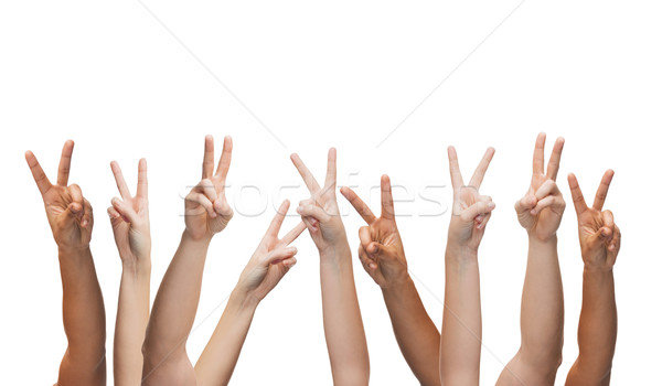 human hands showing v-sign Stock photo © dolgachov