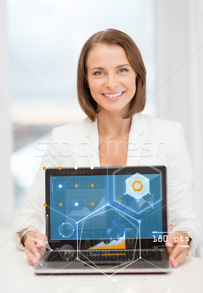 Stock fotó: Mosolyog · üzletasszony · laptop · számítógép · oktatás · üzlet · technológia