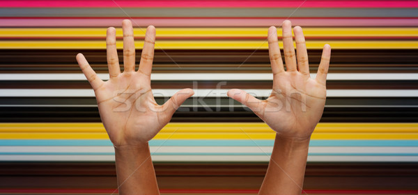 二 非洲的 手 高五 藍天 商業照片 © dolgachov
