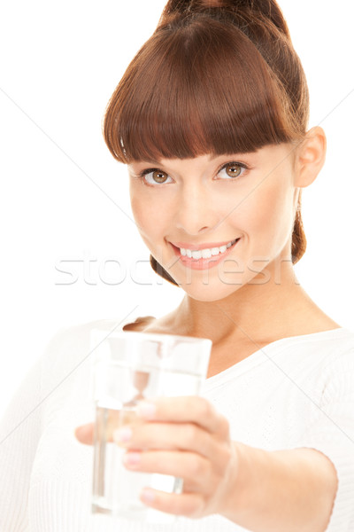 Foto stock: Mujer · vidrio · agua · mujer · hermosa · blanco · salud