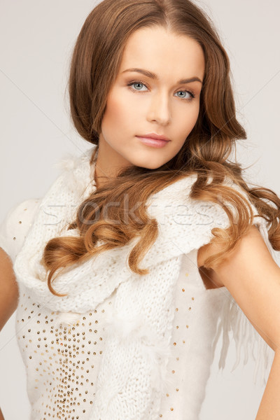 beautiful woman in white comforter Stock photo © dolgachov