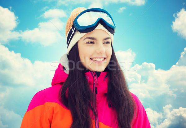 Glücklich Skibrille blauer Himmel Winter Freizeit Stock foto © dolgachov