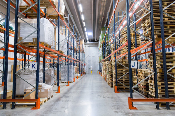 cargo boxes storing at warehouse shelves Stock photo © dolgachov