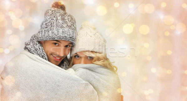 Famiglia felice Coppia inverno vestiti persone Foto d'archivio © dolgachov