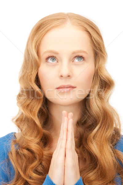 祈っ 女性実業家 明るい クローズアップ 肖像 画像 ストックフォト © dolgachov
