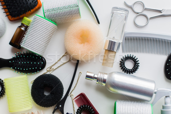 hair donuts, styling sprays, curlers and pins Stock photo © dolgachov