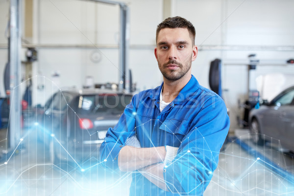 Stock photo: auto mechanic man or smith at car workshop