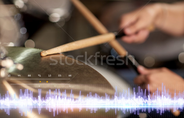 Schlagzeuger spielen Trommel Sound Tonstudio Stock foto © dolgachov