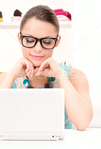 lovely woman laptop computer Stock photo © dolgachov