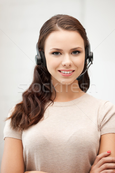 Foto stock: Línea · de · ayuda · brillante · Foto · amistoso · femenino · operador