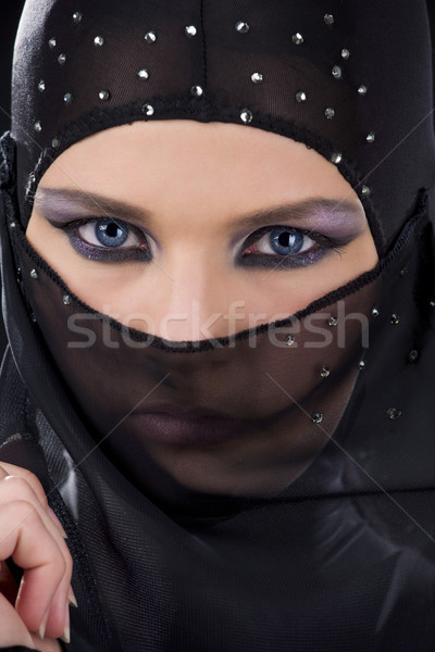 Ninja yüz resim karanlık kız Stok fotoğraf © dolgachov
