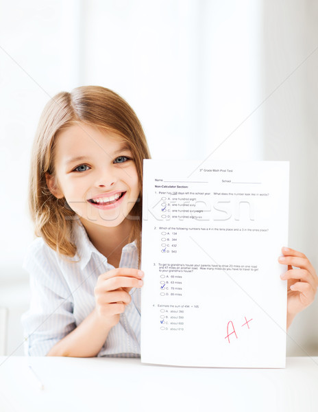 girl with test and grade at school Stock photo © dolgachov
