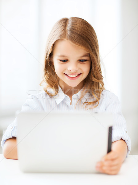 girl with tablet pc at school Stock photo © dolgachov