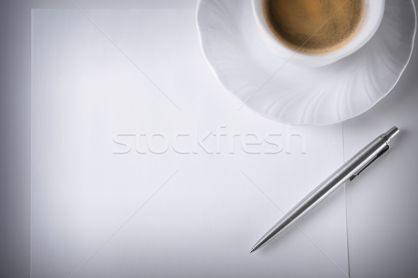 blank paper for note and coffee Stock photo © dolgachov