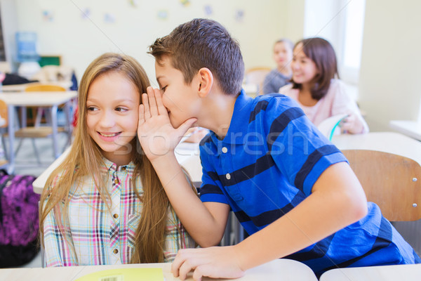 Lächelnd Schüler flüstern Mitschüler Ohr Bildung Stock foto © dolgachov