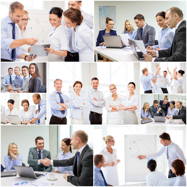 collage with many business people in office Stock photo © dolgachov