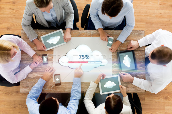 Stock photo: business team with computers cloud computing