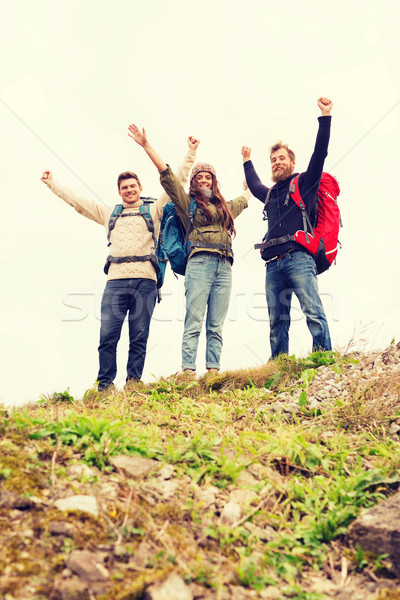 Gruppe lächelnd Freunde Wandern Reise Tourismus Stock foto © dolgachov