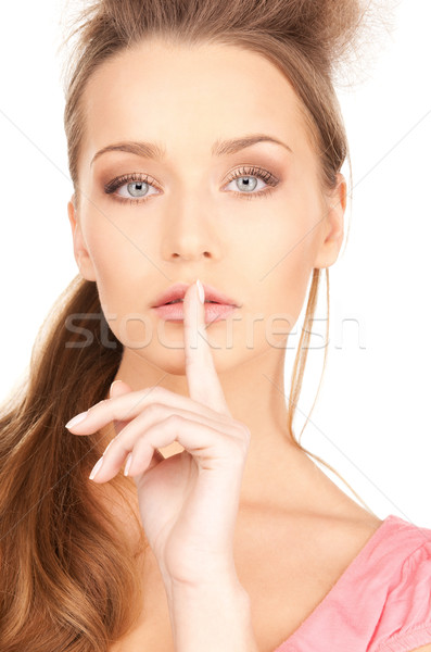 Doigt lèvres lumineuses photos jeune femme femme Photo stock © dolgachov