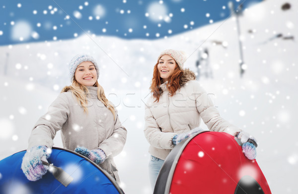 幸せな女の子 友達 雪 屋外 冬 ストックフォト © dolgachov
