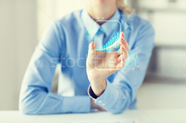 Femeie transparent smartphone afaceri succes Imagine de stoc © dolgachov