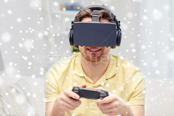 Uomo virtuale realtà auricolare tecnologia inverno Foto d'archivio © dolgachov