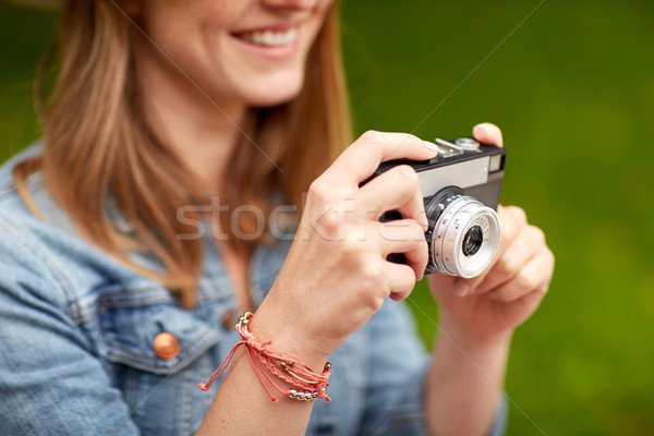Zdjęcia stock: Kobieta · kamery · strzelanie · odkryty · fotografii