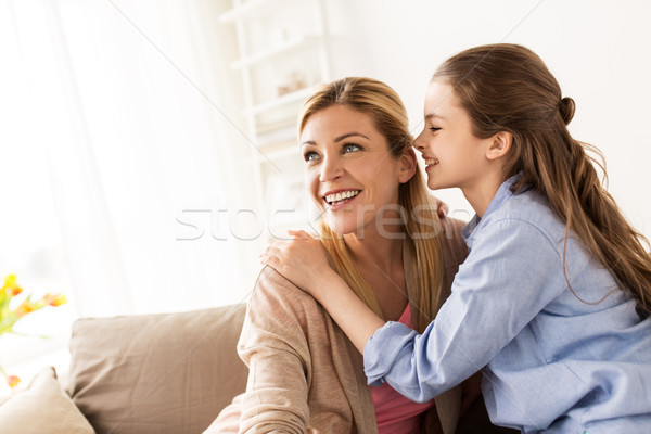 Stockfoto: Gelukkig · meisje · geheime · moeder · home · mensen