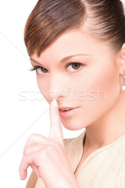 Dedo labios brillante Foto mujer Foto stock © dolgachov