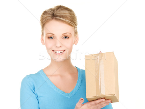 Geschäftsfrau Paket Bild weiß Frau glücklich Stock foto © dolgachov