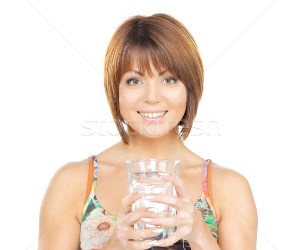 Güzel bir kadın cam su resim kadın içmek Stok fotoğraf © dolgachov