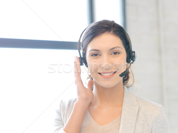 Línea de ayuda brillante Foto amistoso femenino operador Foto stock © dolgachov