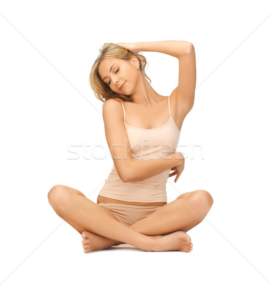 Frau Yoga Lotus darstellen sportlich Stock foto © dolgachov