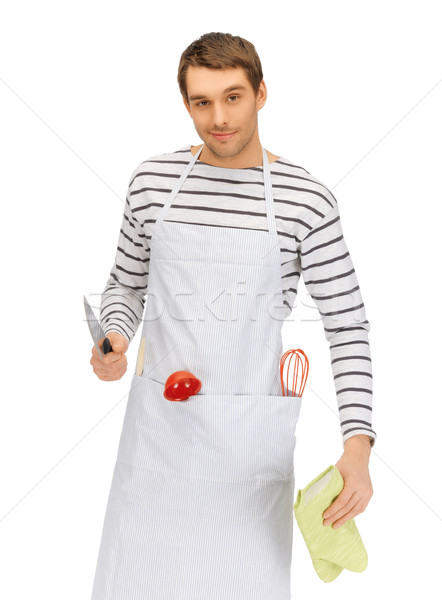 handsome man with knife Stock photo © dolgachov