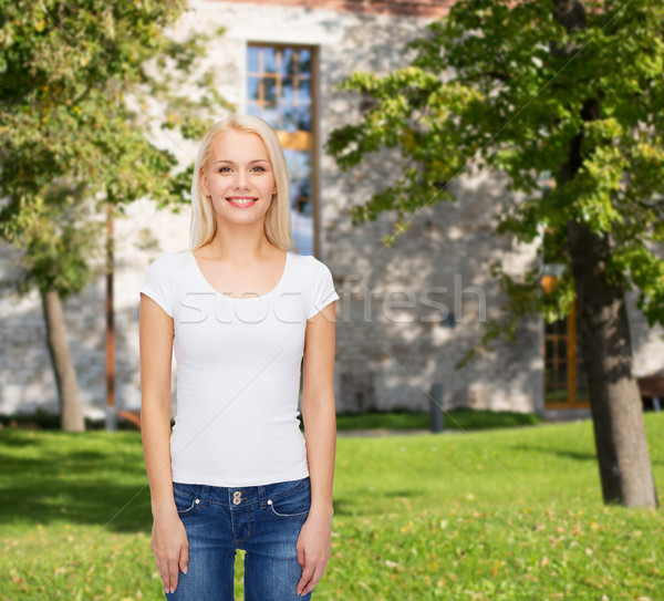 笑顔の女性 白 Tシャツ デザイン 笑顔 幸せ ストックフォト © dolgachov