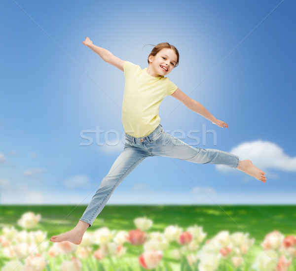 Sorridere bambina jumping felicità attività bambino Foto d'archivio © dolgachov