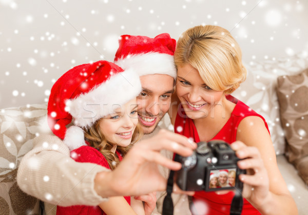 Stockfoto: Gelukkig · gezin · digitale · camera · foto · christmas · vakantie