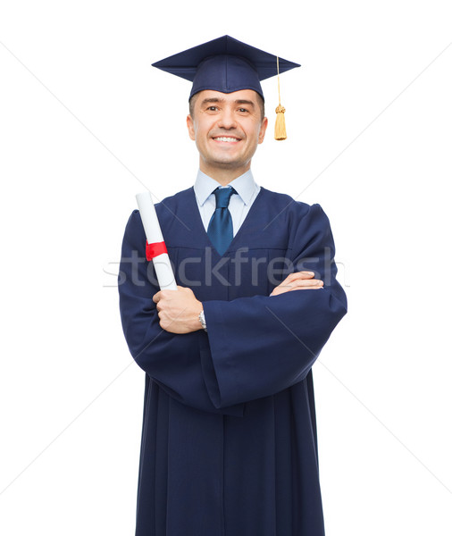 Sonriendo adulto estudiante diploma educación graduación Foto stock © dolgachov