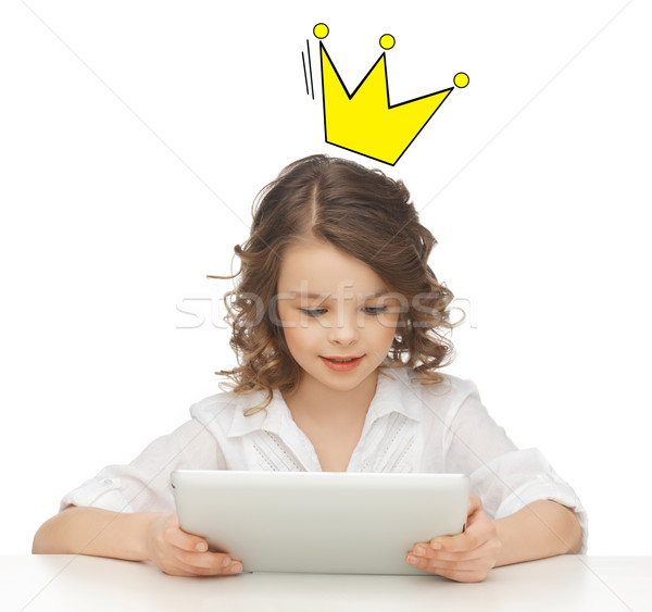 little girl with tablet pc Stock photo © dolgachov