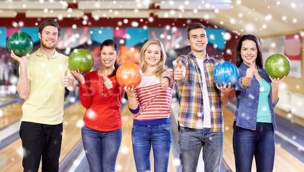 Heureux amis bowling club saison d'hiver personnes [[stock_photo]] © dolgachov