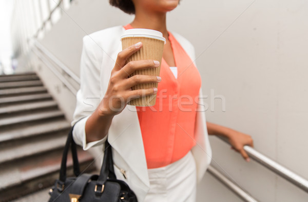 Stockfoto: Afrikaanse · zakenvrouw · koffie · business · dranken