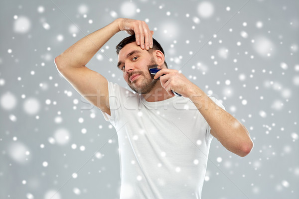 Foto stock: Sonriendo · hombre · barba · nieve · belleza