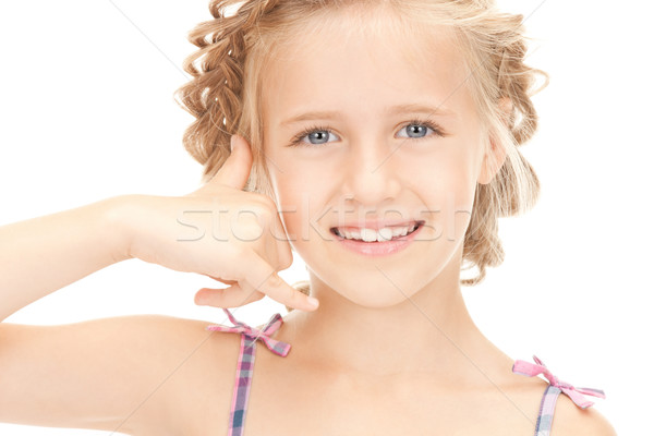 私を呼び出す 画像 女の子 ジェスチャー 少女 ストックフォト © dolgachov