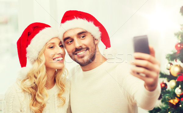 Stockfoto: Paar · smartphone · christmas · vakantie · technologie