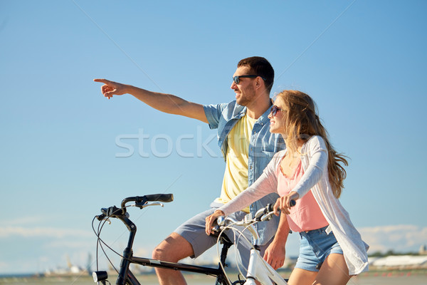 Stockfoto: Gelukkig · paardrijden · fietsen · mensen