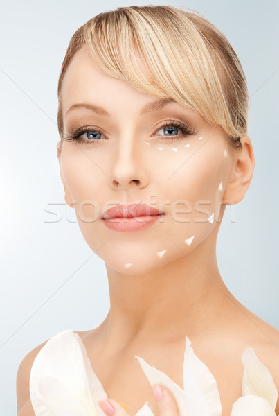 Yüz eller güzel bir kadın resim hazır kozmetik cerrahi Stok fotoğraf © dolgachov