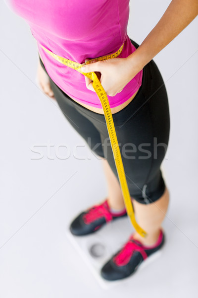 Képzett has mérőszalag sport diéta nő Stock fotó © dolgachov