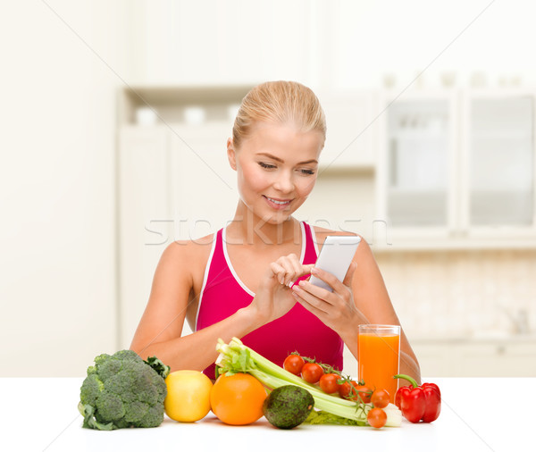 Foto stock: Mulher · legumes · indicação · dieta · comida