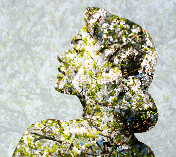 Młoda kobieta twarz drzewo wzór piękna Zdjęcia stock © dolgachov