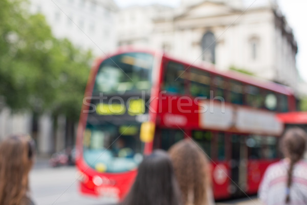 city street with red double decker bus in london Stock photo © dolgachov